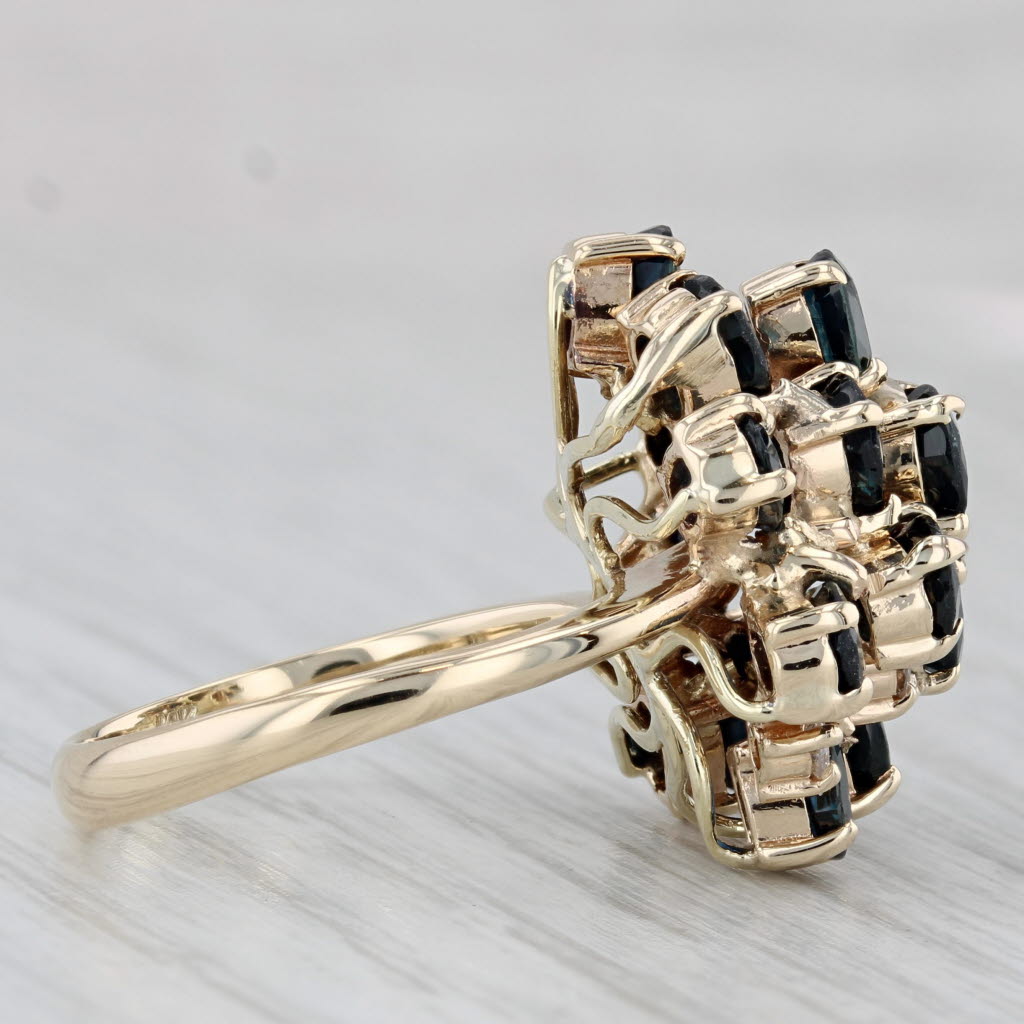4.73ctw Blue Sapphire Diamond Cluster Ring 14k Yellow Gold Size 7 Cocktail