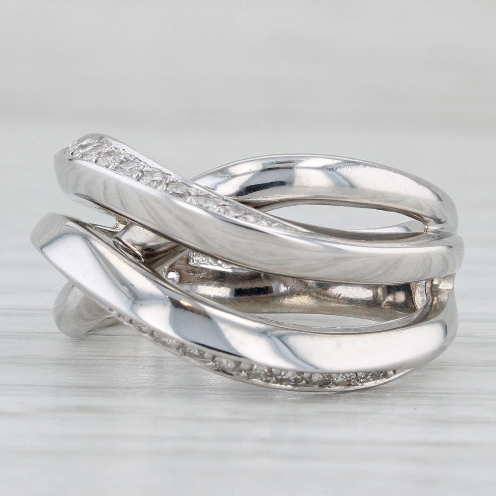 Interlocking Multiband Ring 14k White Gold Size 7.25 Statement
