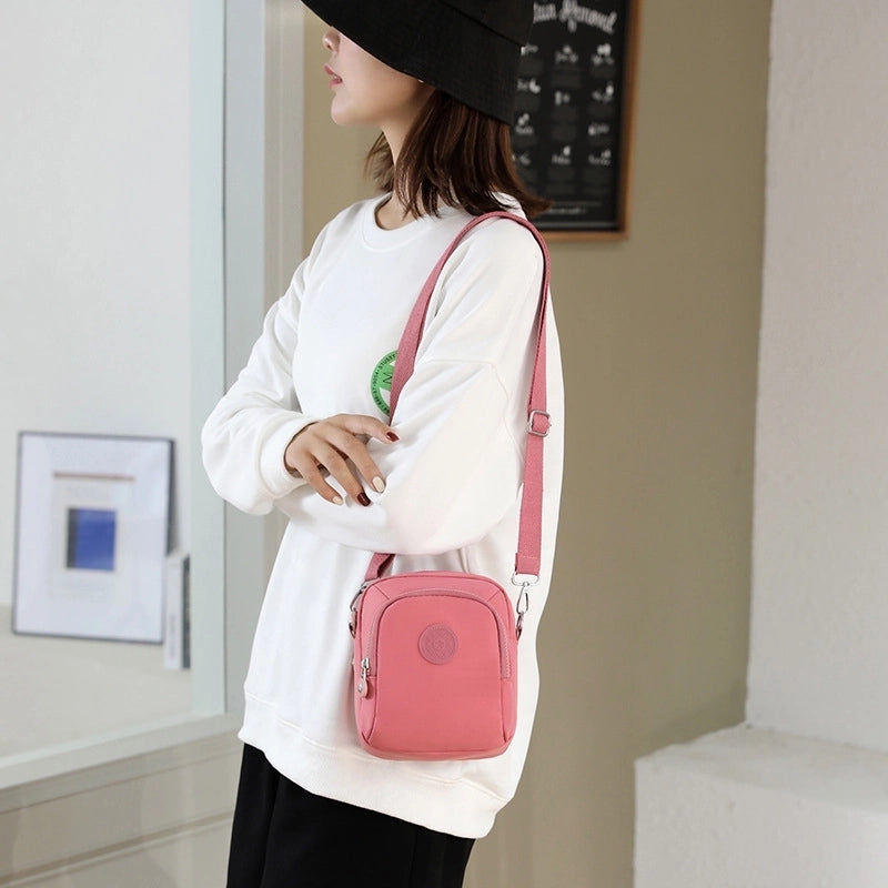 Women's Mini Nylon Flower Fashion Square Zipper Crossbody Bag
