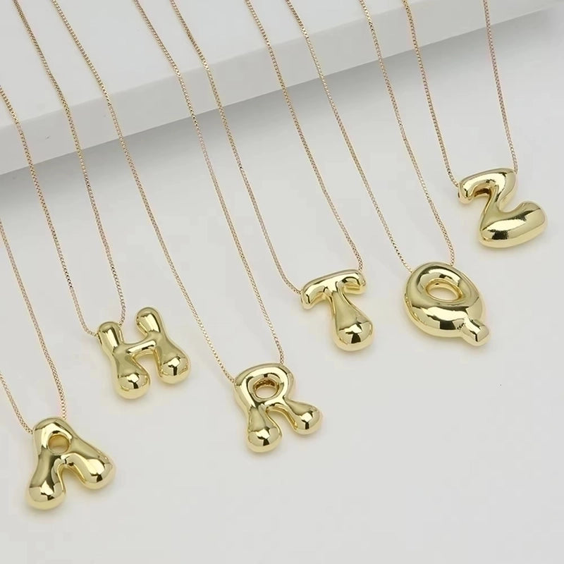 Copper 18K Gold Plated Minimalist Letter Plating Pendant Necklace