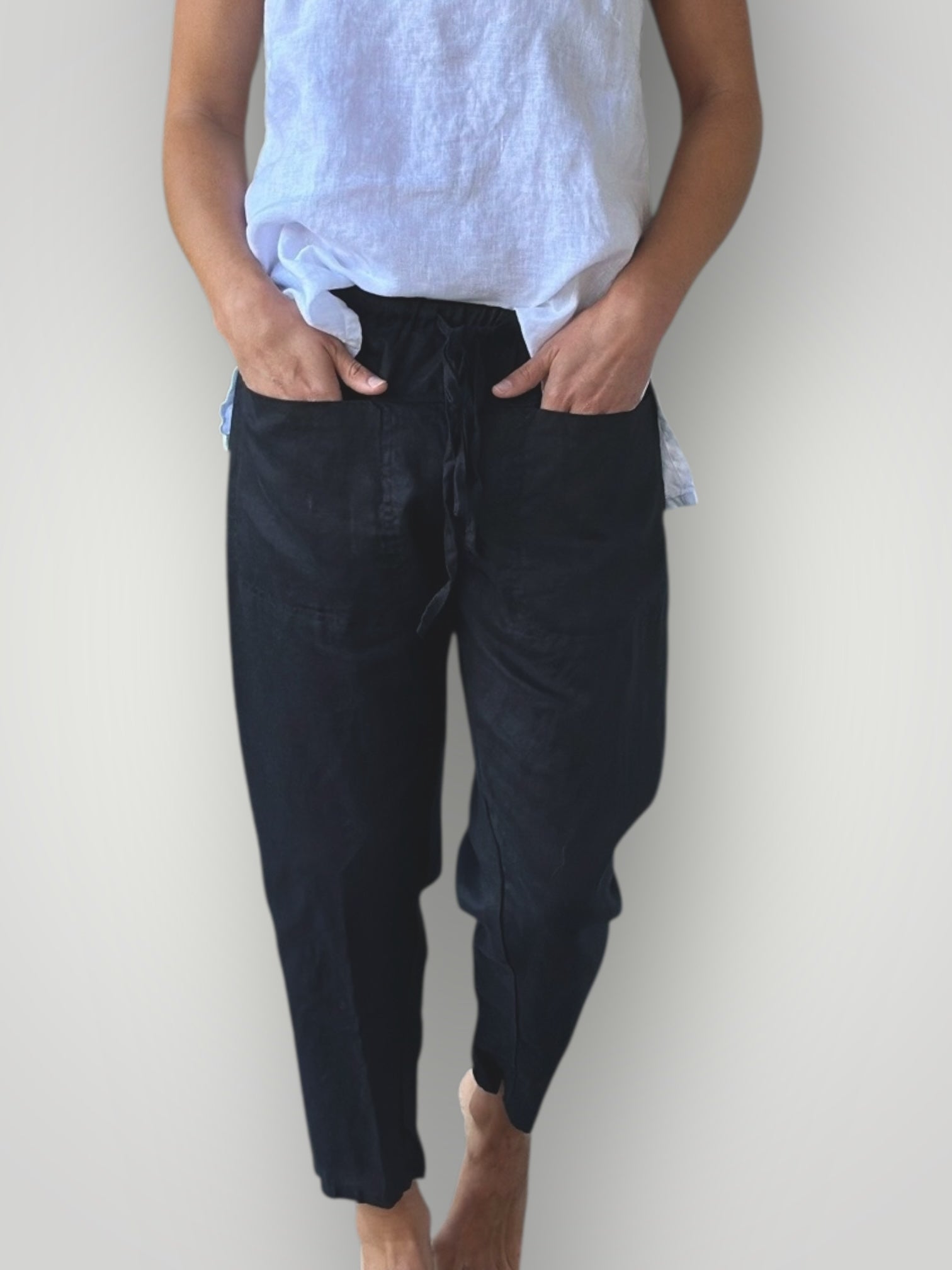 jessie pant-black linen