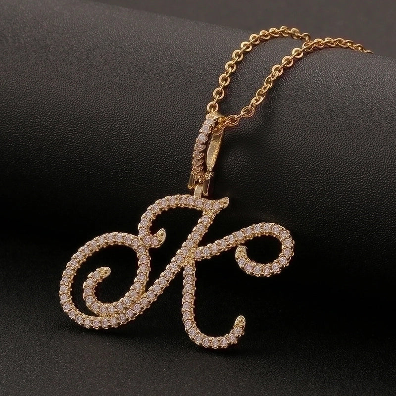 Zircon 26 English Letter Pendant Copper Necklace
