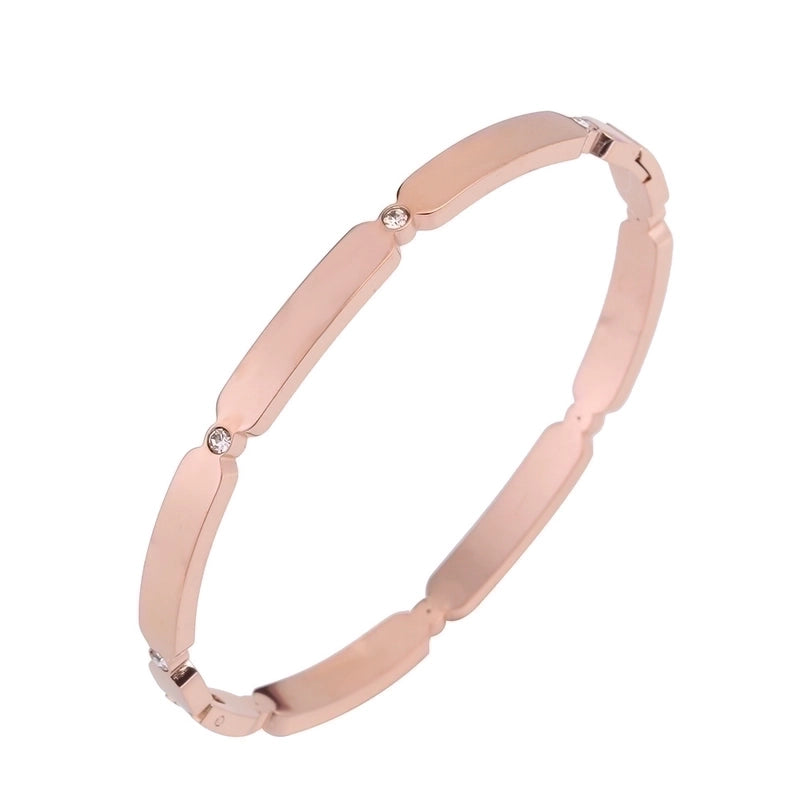 Basic Solid Color Stainless Steel 18k Gold Plated Zircon Bangle