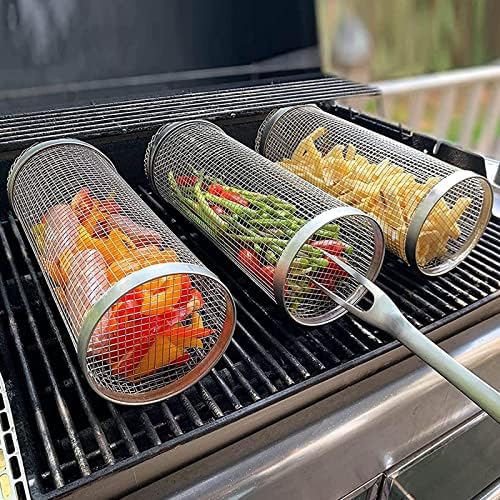 2 pcs ChefGenius Rolling Grill Basket