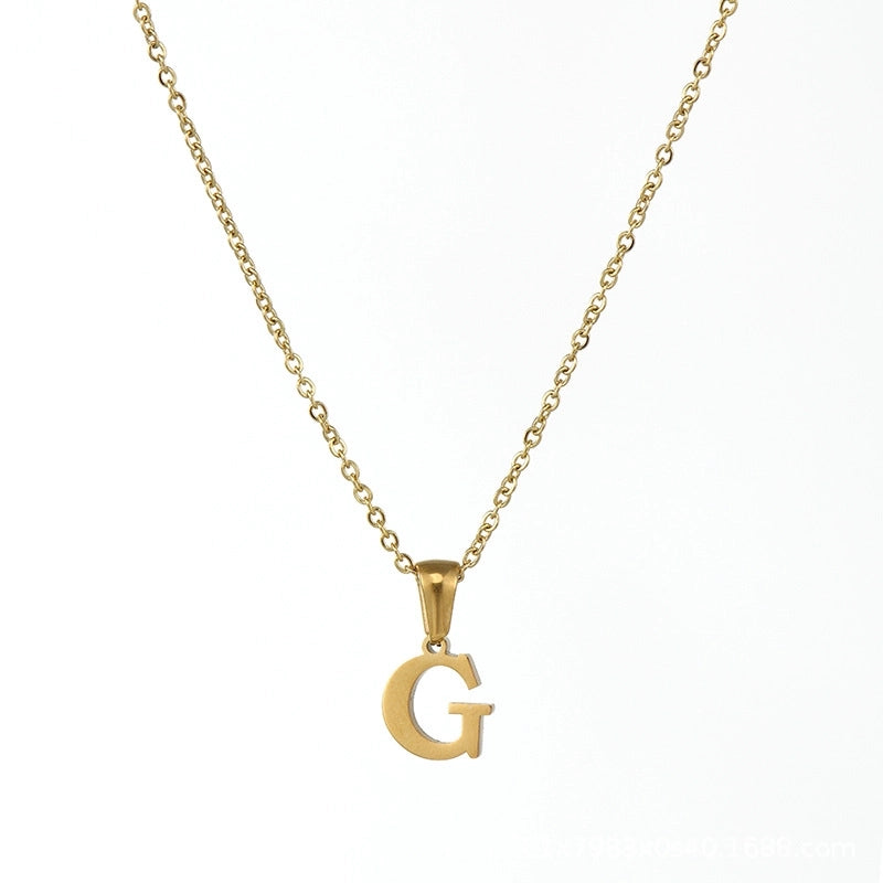 Minimalist Letter Stainless Steel Plating Pendant Necklace