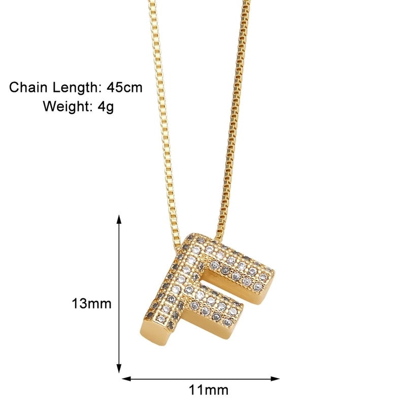 Copper 18K Gold Plated Modern Style Minimalist Plating Inlay Letter Zircon Pendant Necklace