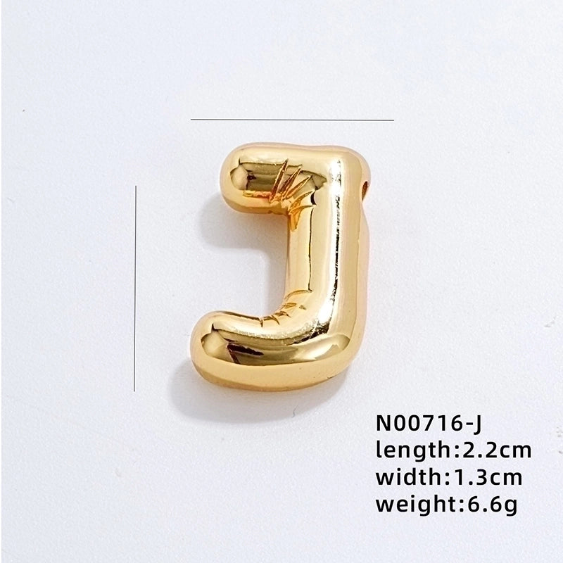 304 Stainless Steel Copper Gold Plated IG Style Minimalist Polishing Plating Letter Charms