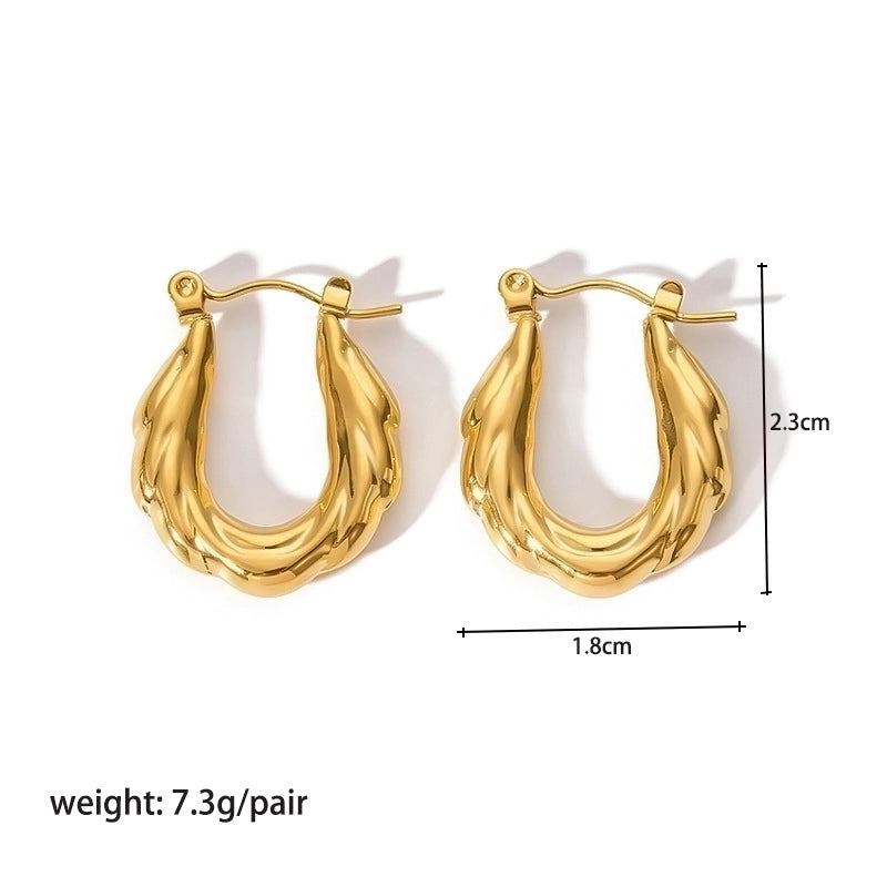 1 Pair Modern Style Round Heart Shape 304 Stainless Steel 18K Gold Plated Hoop Earrings