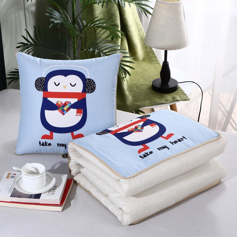 Pillow Quilt Dual-use Two-in-one Four-season Universal Car Thin Cushion Sleeping Blanket Activity Gift Printing