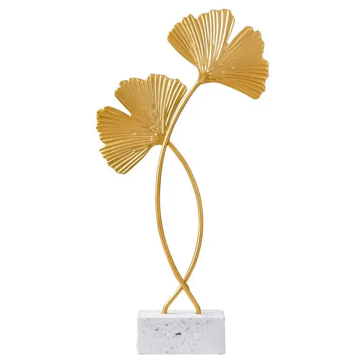Ins Fashionable Wrought Iron Ginkgo Leaf Sculpture Ornament  Creative  Home Desktop Metal Crafts