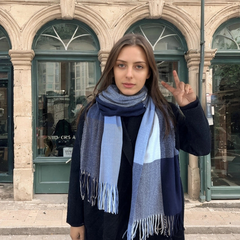 Women's Casual Minimalist Color Block Imitation Cashmere Tassel Scarf