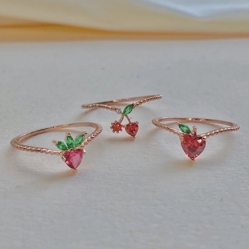 Color Zirconium Cherry Peach Tropical Fruit Rings