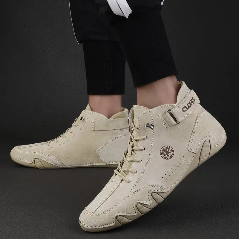 Advbridge Men's Genuine Leather Shoes Ankle Boots Men Sneakers Outdoor Light Lace-Up Casual Shoes Fashion Loafers Winter Warm Boots