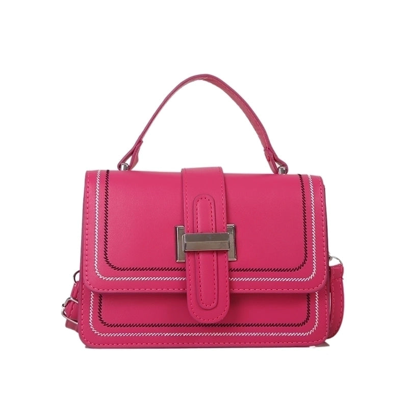 Women's Pu Leather Solid Color Fashion Square Flip Cover Handbag