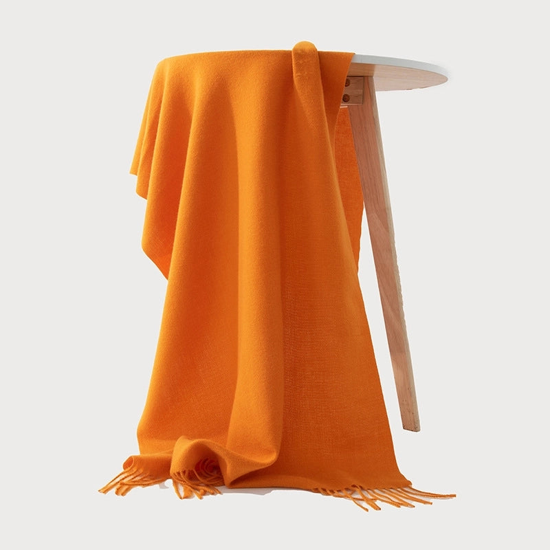 Women's Casual Minimalist Solid Color Polyester Tassel Scarf