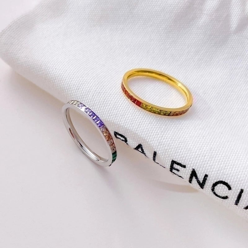Minimalist Round 304 Stainless Steel Zircon White Gold Plated Gold Plated Plating Inlay Rings