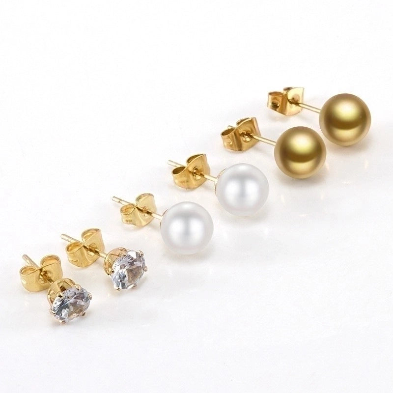 Modern Style Geometric Plating 304 Stainless Steel Zircon 18K Gold Plated Stainless Steel Earrings