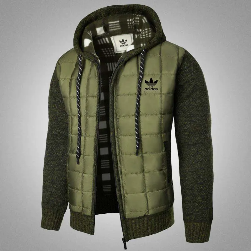 Chaqueta de hombre de algodón acolchada y polar con capucha