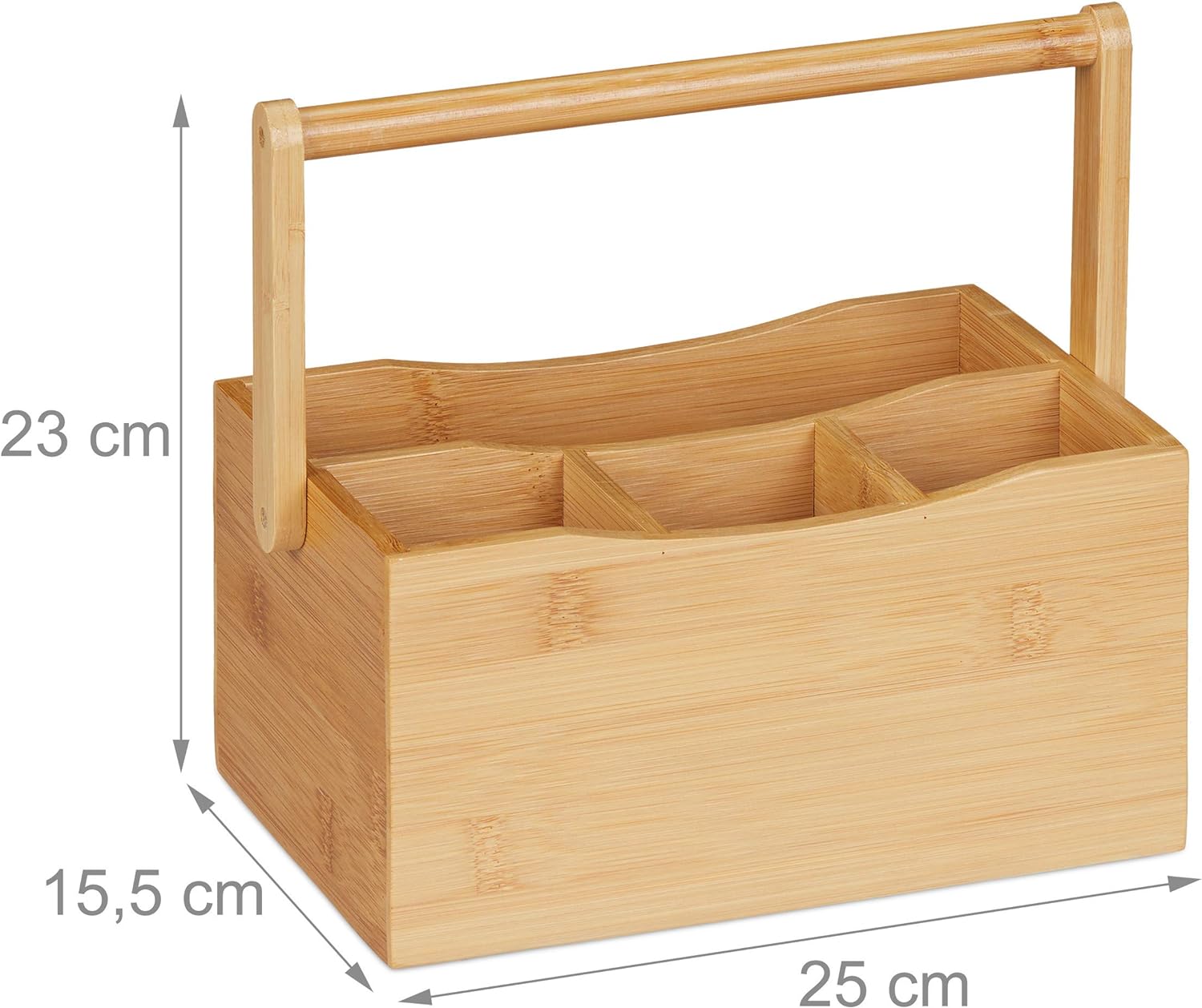 4 Compartment Wooden Cutlery Condiment Sauce Napkin Holder Storage Caddy Box