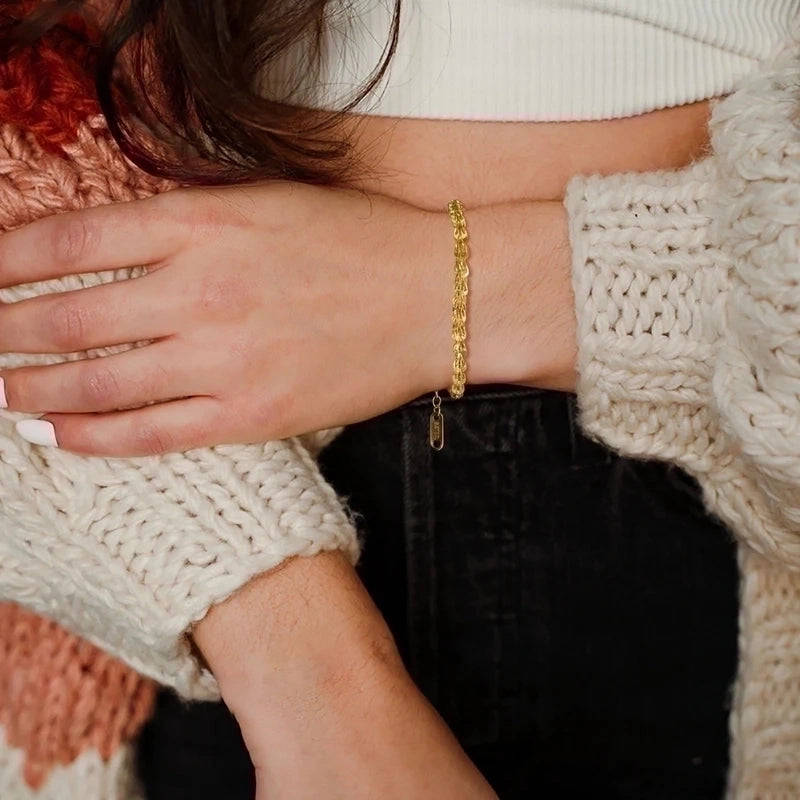 IG Style Casual Minimalist Geometric 201 Stainless Steel 18K Gold Plated Bracelets In Bulk
