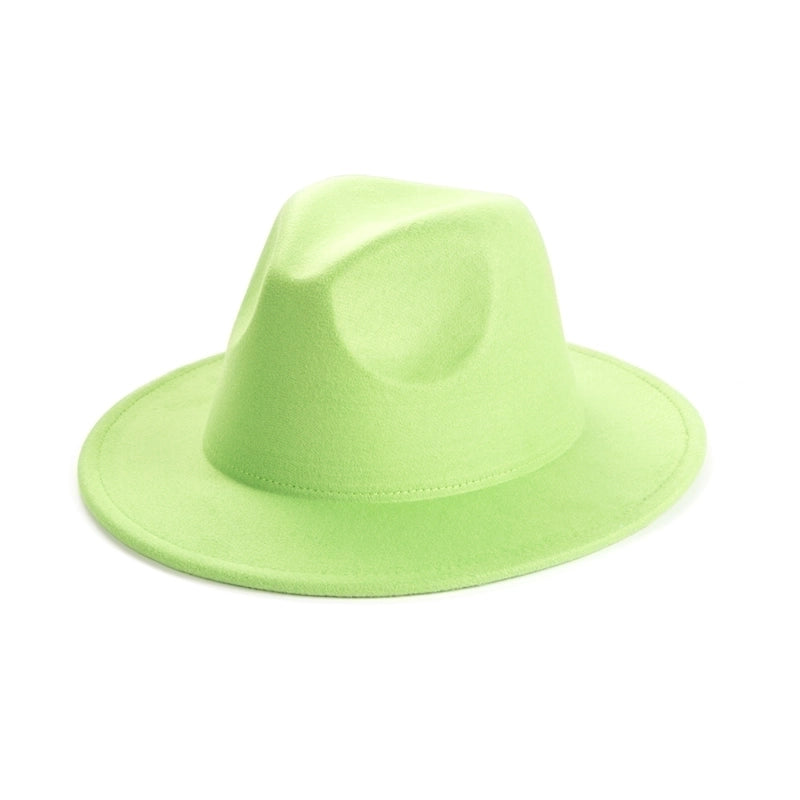 Unisex Elegant Solid Color Big Eaves Fedora Hat