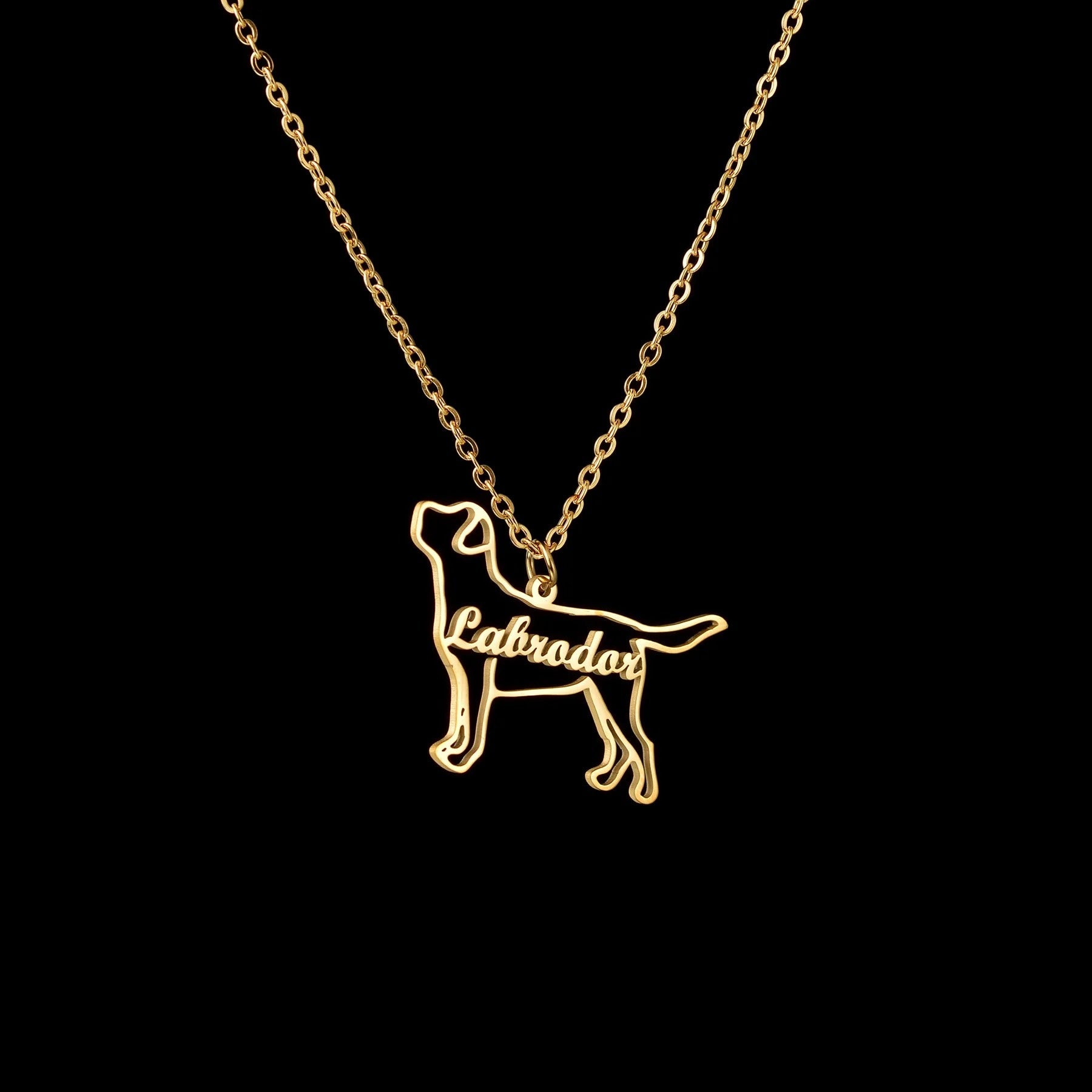 Custom Animal Outline Pendant Necklace With Name Design