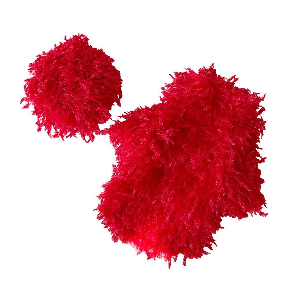 Tassel Faux Fur Dog Sweater&Hat