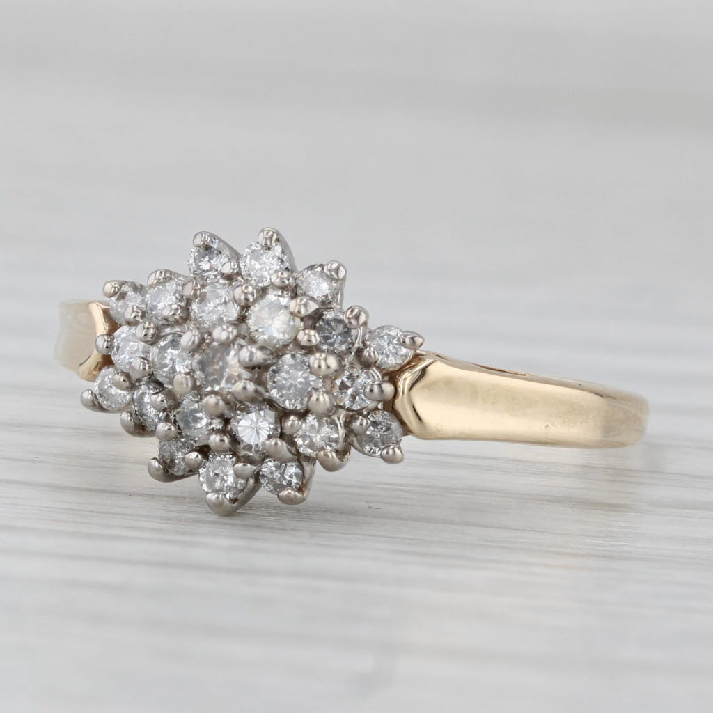 0.40ctw Diamond Cluster Engagement Ring 10k Yellow White Gold Size 9.25