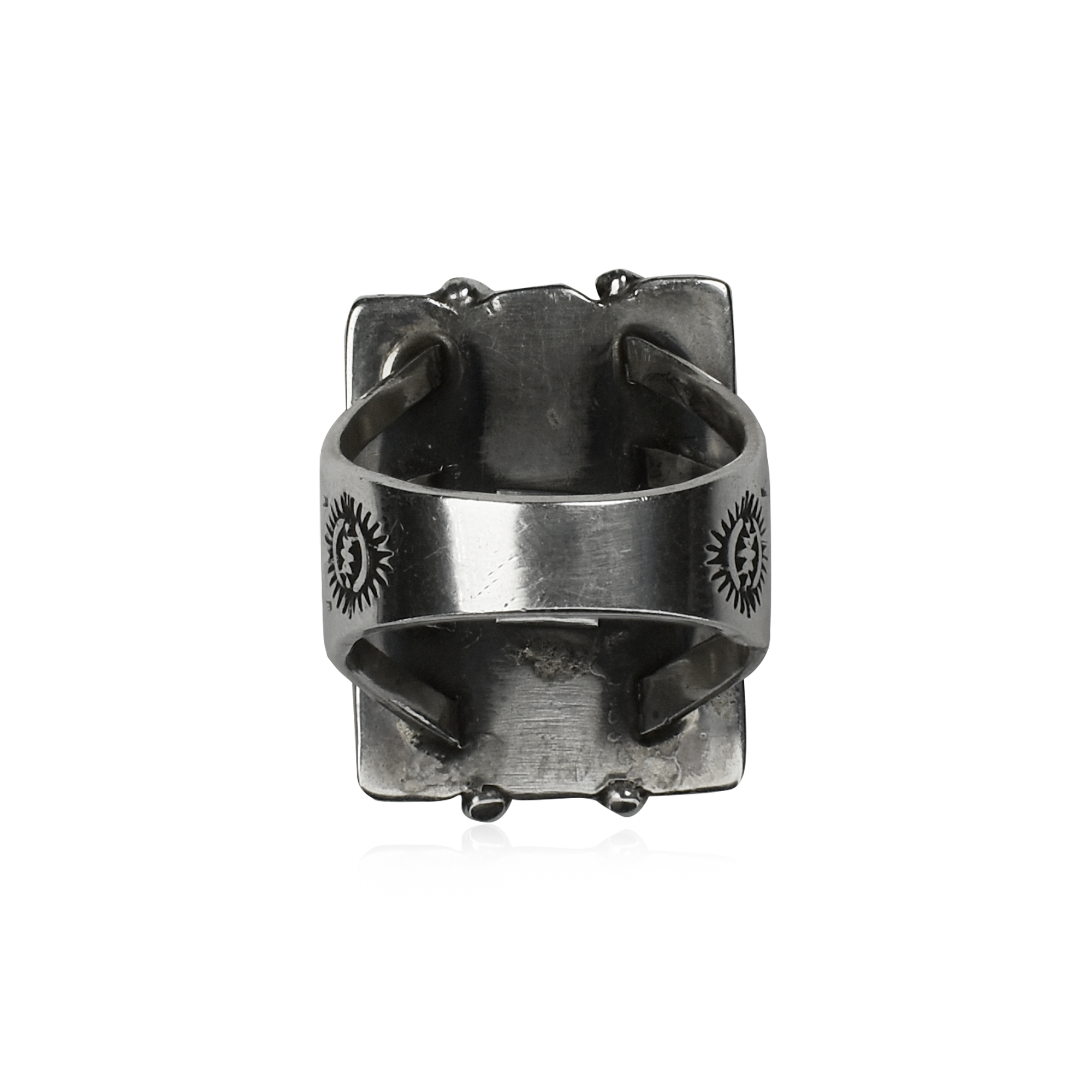 Rectangular Nine Stone Noble Coral Ring