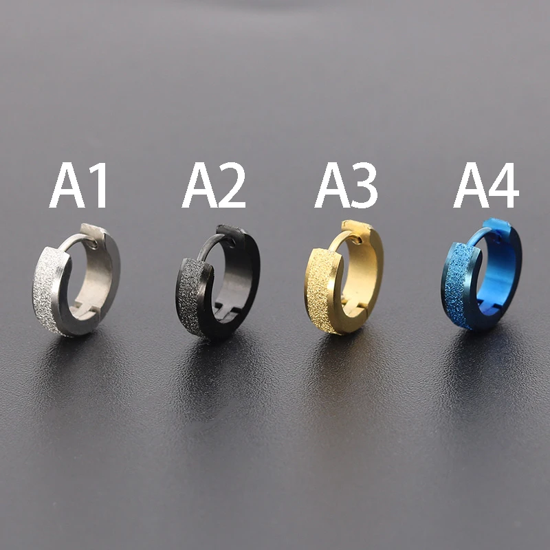 Factory direct selling titanium steel stainless steel slotted matte ear buckle trendy fashion hypoallergenic earring EA1-20