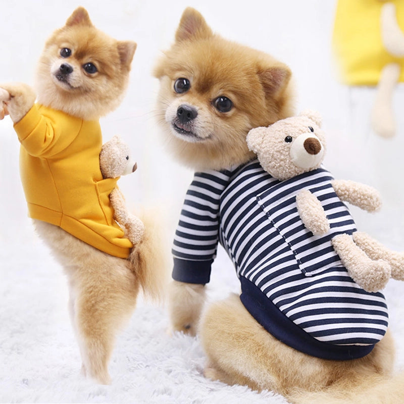 Pocket Bear Dog Cat Health Clothes Autumn And Winter Plus Velvet Small Dog Warm Pet Supplies