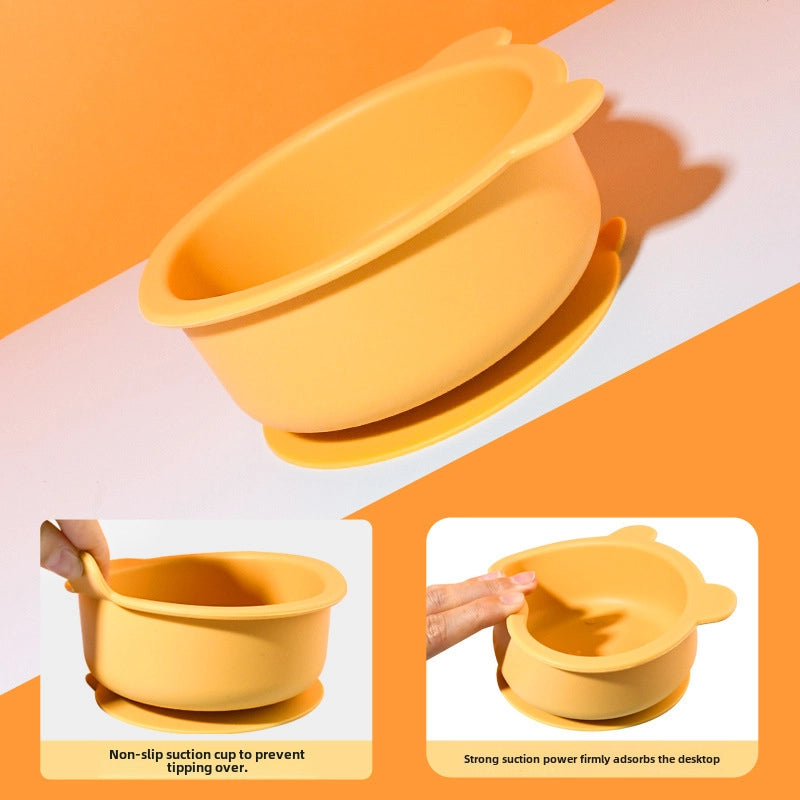 Hot Sale Baby Silicone Bowl Food Grade Platinum Silicone Cute Cartoon Bear Children's Food Supplement Tableware Suit