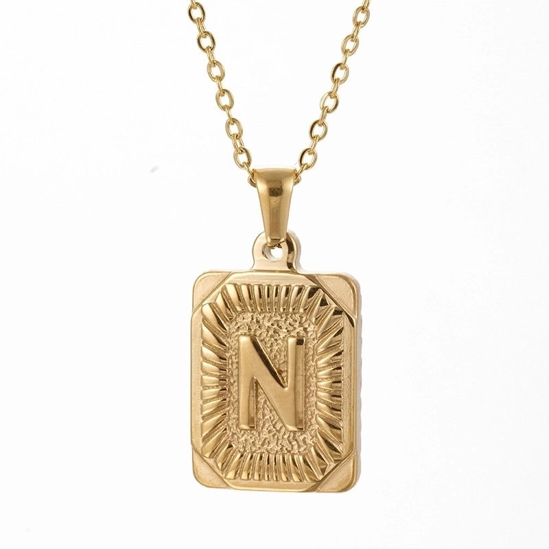 Retro Letter Square Stripe Stainless Steel Plating Necklace 1 Piece
