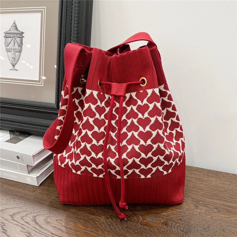 Women's Medium Knit Geometric Vintage Style Classic Style String Tote Bag