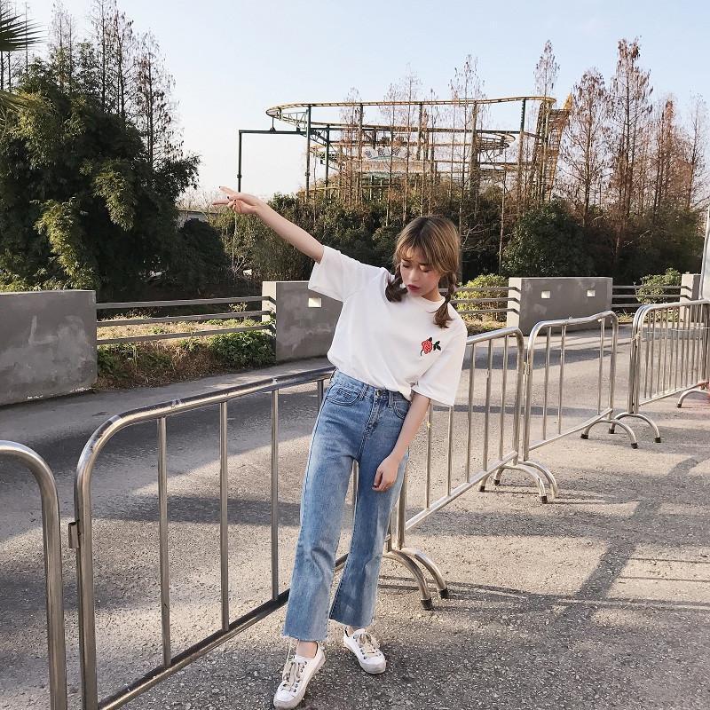 Embroidered Rose Tee