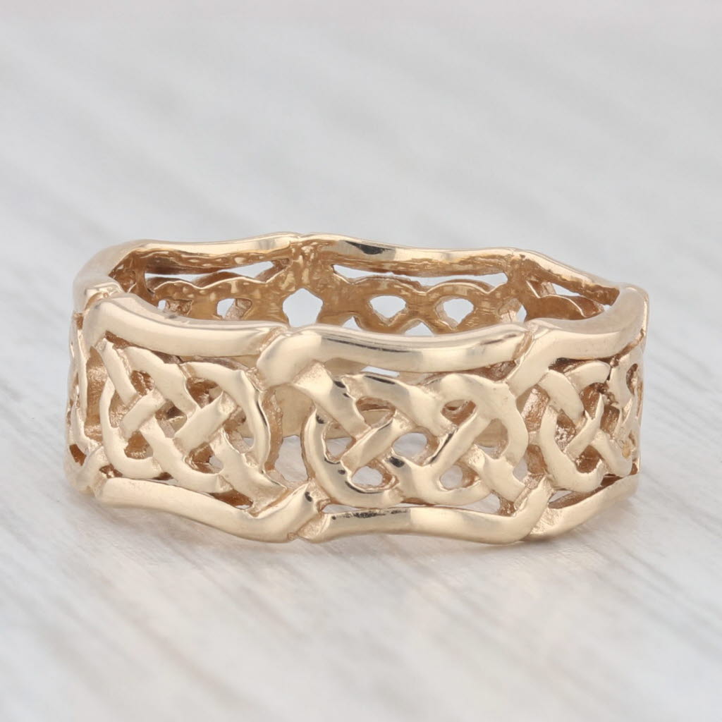 Celtic Knot Pattern Ring 14k Yellow Gold Size 6.5 Band Wedding