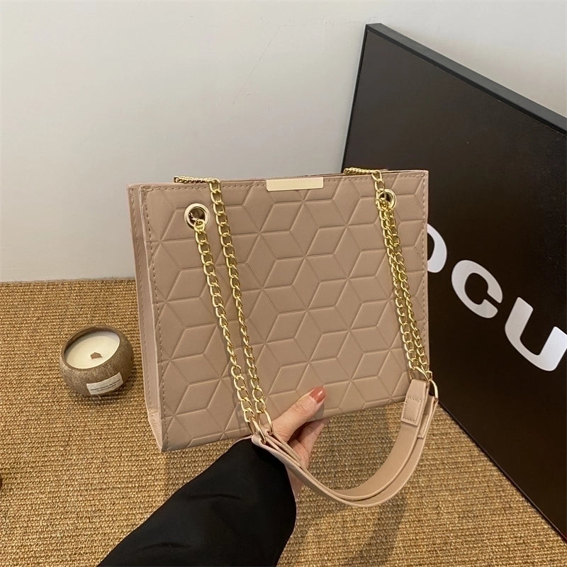 Women's Pu Leather Solid Color Classic Style Zipper Tote Bag