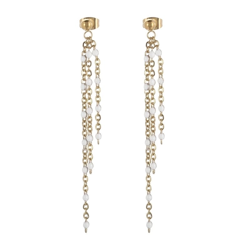 1 Pair Modern Style Tassel Plating Chain Stainless Steel 18K Gold Plated Drop Earrings