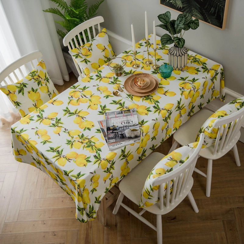 Tablecloth Fabric Waterproof Lemon Printing Small Fresh Yellow  Internet Celebrity Table Mat Coffee Table Tablecloth