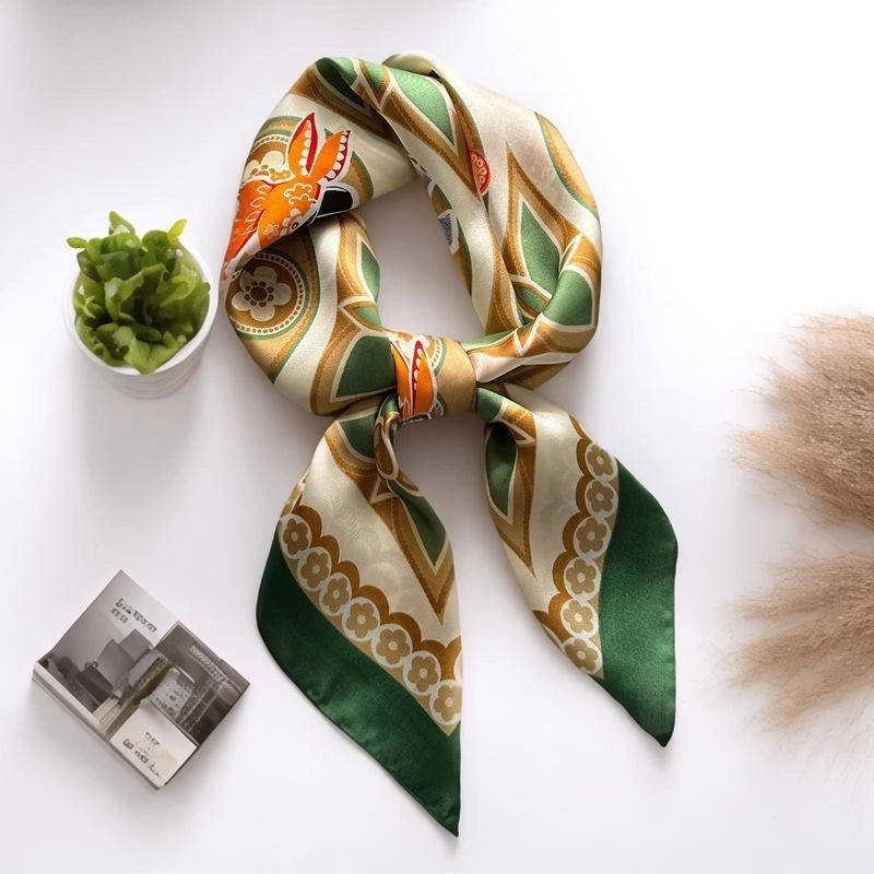 Women's Casual Elegant Minimalist Printing Satin Printing Silk Scarf