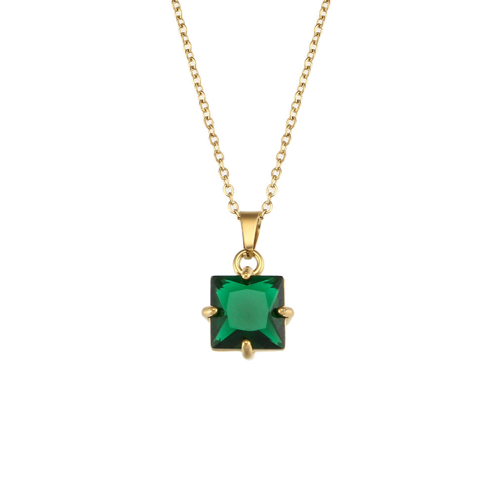 Fashion Quadrilateral Geometric Stainless Steel 18K Gold Plated Necklaces