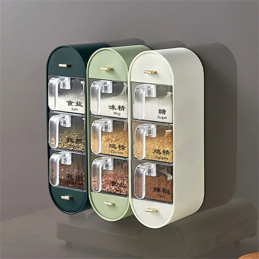 5IN1 ACRYLIC WALL MOUNTED SPICES BOX