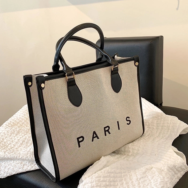 Women's All Seasons Pu Leather Canvas Basic Handbag