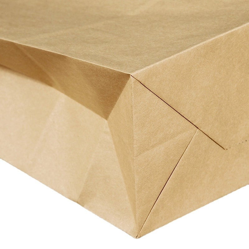 Thickened Food Kraft Paper Bag Customized Square Bottom Bag Baking Takeaway And Film Anti-oil Storage Packaging Bag