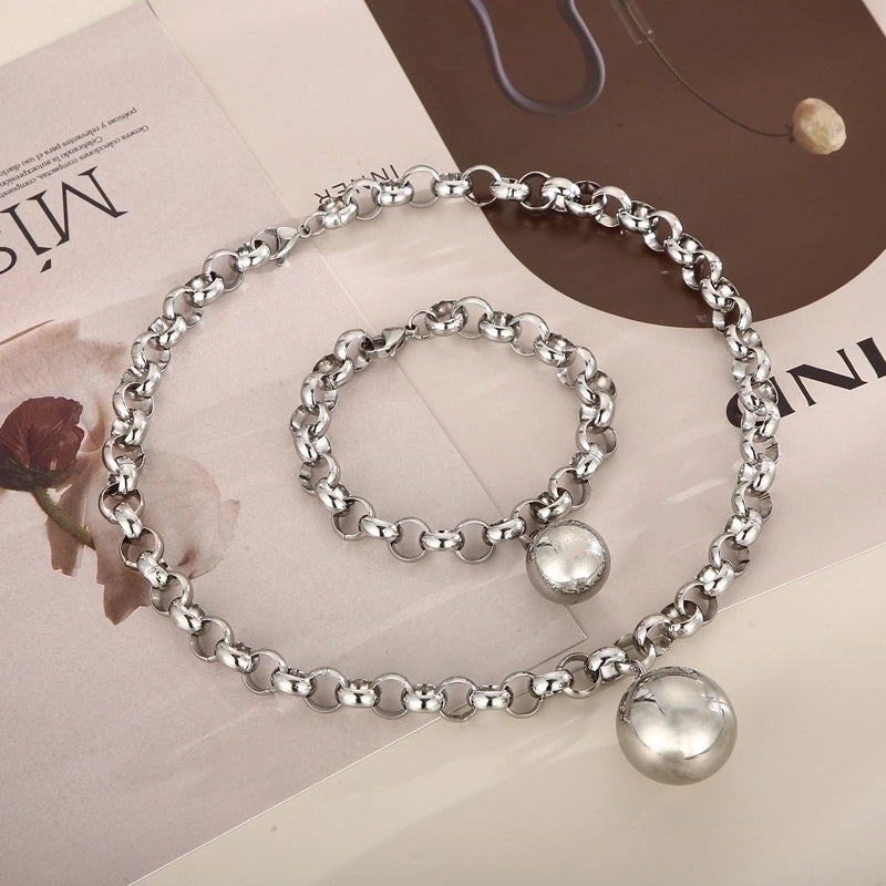 Hip-hop Geometric Stainless Steel Plating Bracelets Necklace