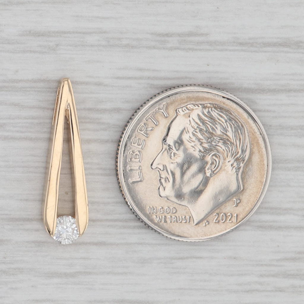 0.12ct Diamond Teardrop Solitaire Pendant 14k Yellow Gold