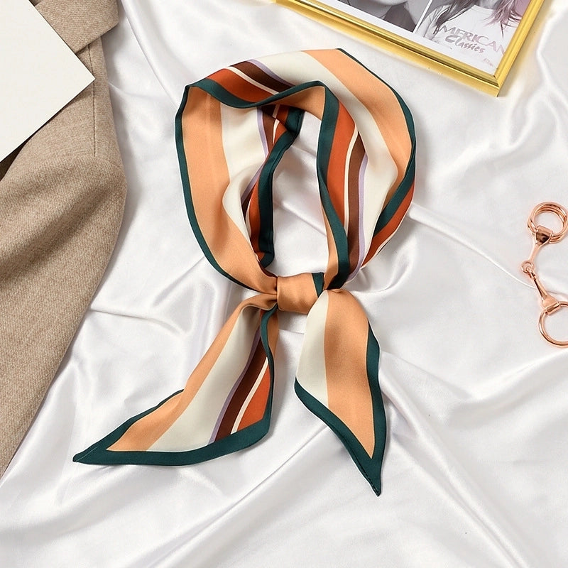 Women's Elegant Flower Satin Silk Scarf