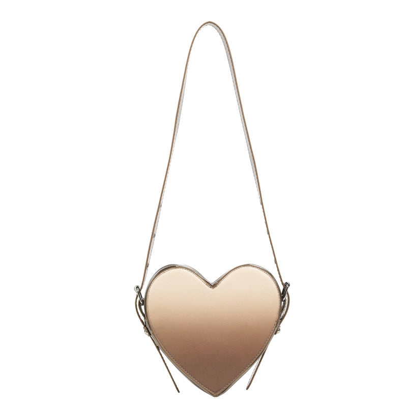 Women's Small Pu Leather Heart Shape Streetwear Heart-shaped Zipper Crossbody Bag