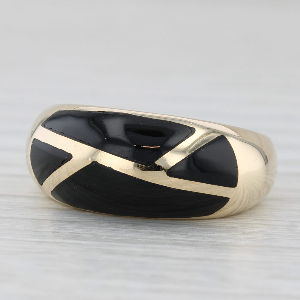 Onyx Mosaic Domed Ring 14k Yellow Gold Size 6.5
