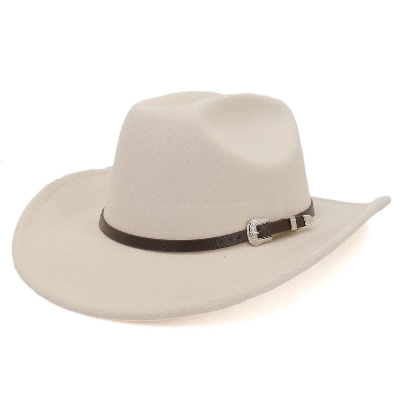Unisex Basic Cowboy Style Solid Color Big Eaves Fedora Hat